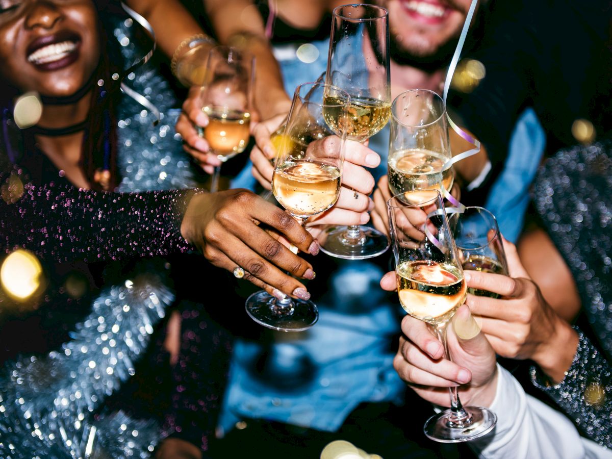 group of friends with champagne